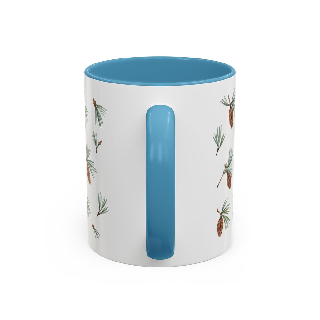 Maine White Pine Cone and Tassel Mug, State Flower Floral Coffee Cup, 11oz Botanical Gift