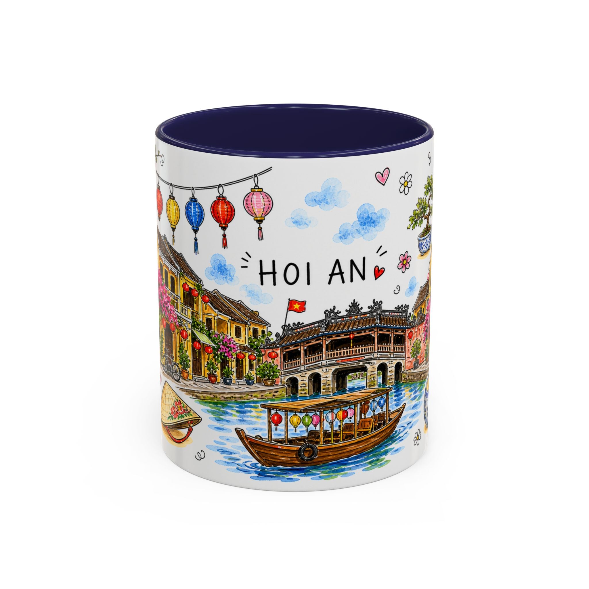 Hoi An Illustrated Travel Mug | City Souvenir Accent Coffee Mug | 11oz 15oz Ceramic Cup