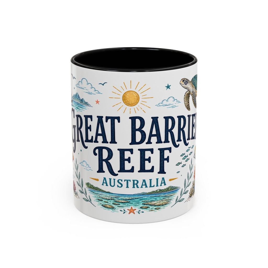Great Barrier Reef Coffee Mug | Travel Destination Souvenir Gift | Accent Color Ceramic 11oz 15oz