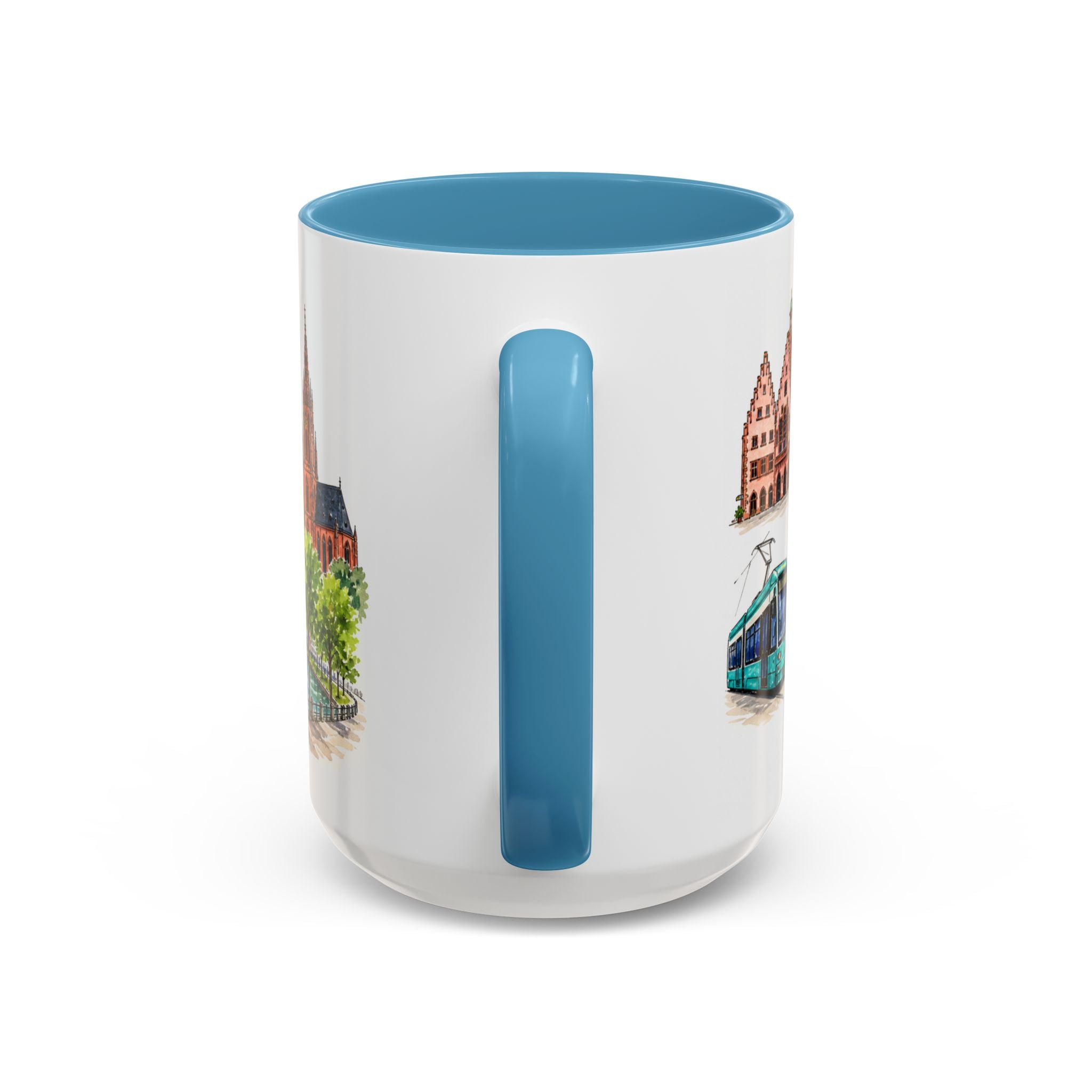 Frankfurt Illustrated Travel Mug | City Souvenir Accent Coffee Mug | 11oz 15oz Ceramic Cup