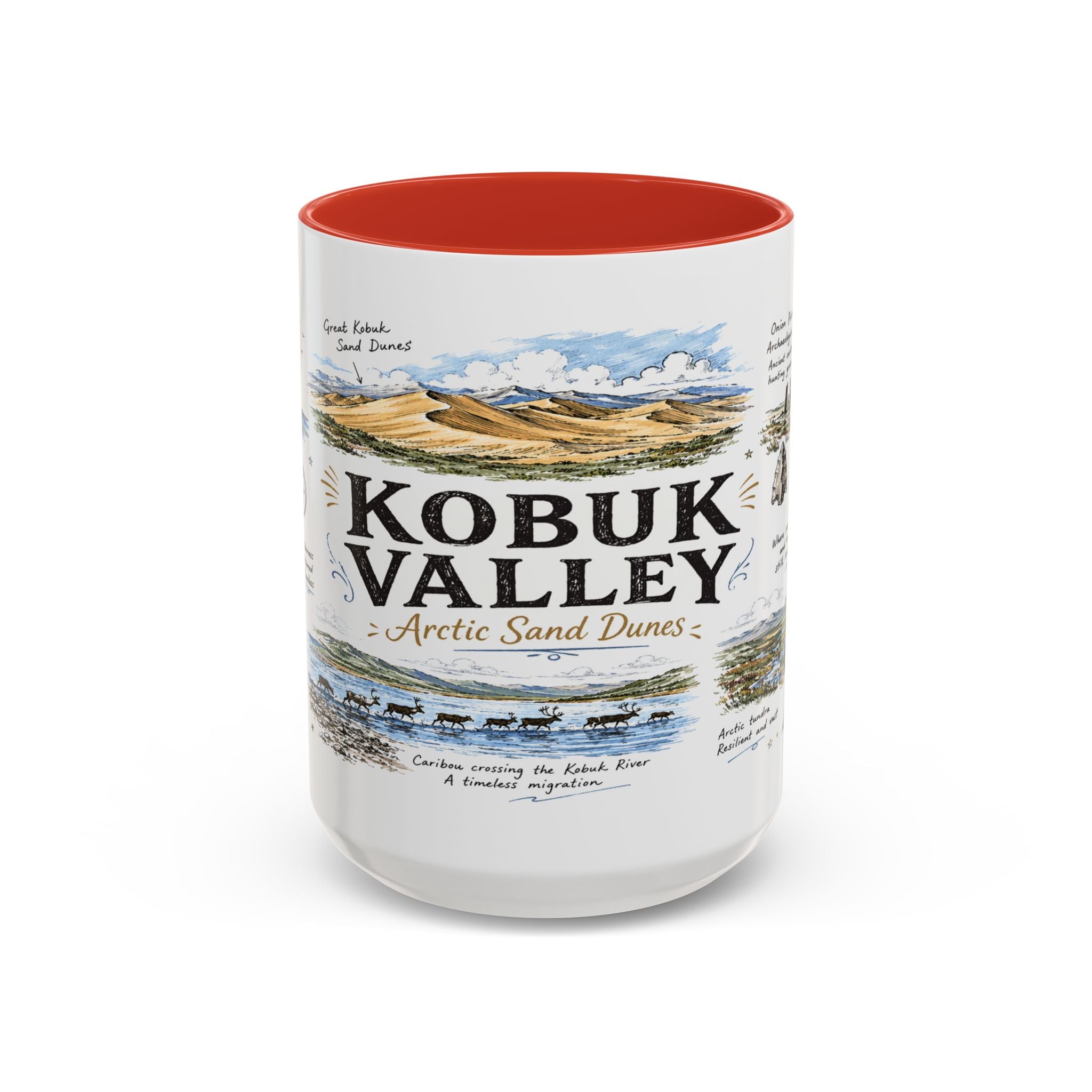 Kobuk Valley National Park Coffee Mug | Alaska Arctic Sand Dunes Gift | Accent Color Ceramic 11oz 15oz