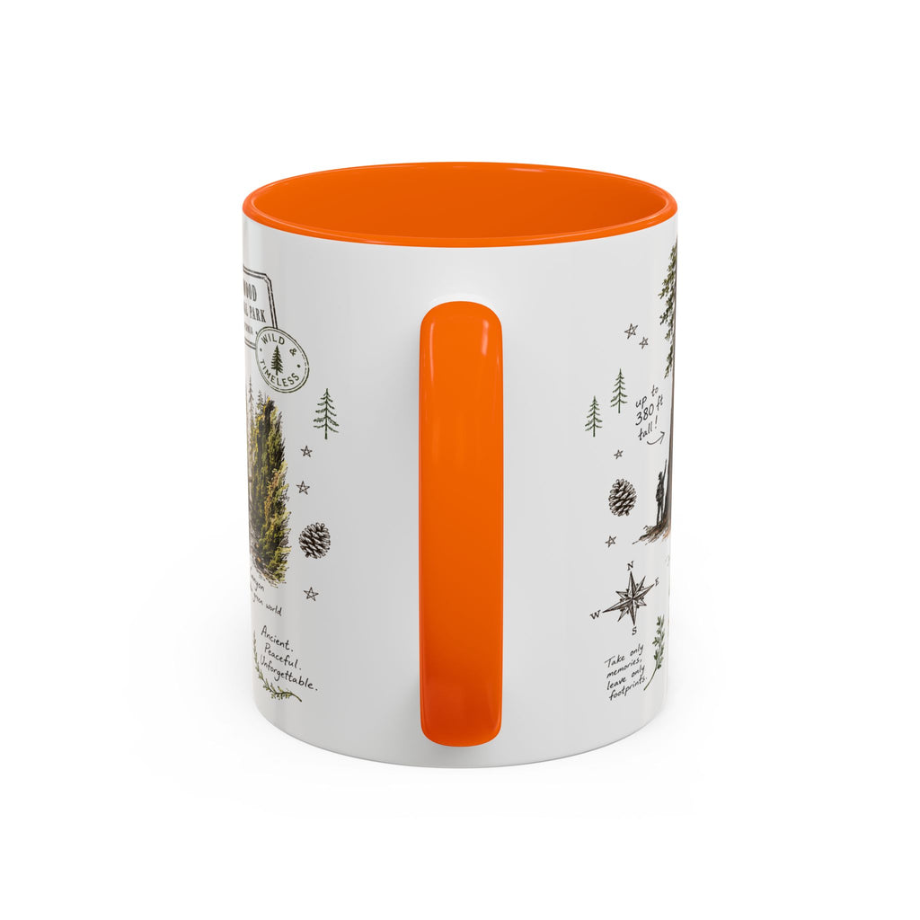 Redwood National Park Coffee Mug | California Coastal Forest Hiking Gift | Accent Color Ceramic 11oz 15oz