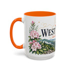 West Virginia State Map Mug | Appalachian Bridge, Rhododendron Accent Coffee Cup