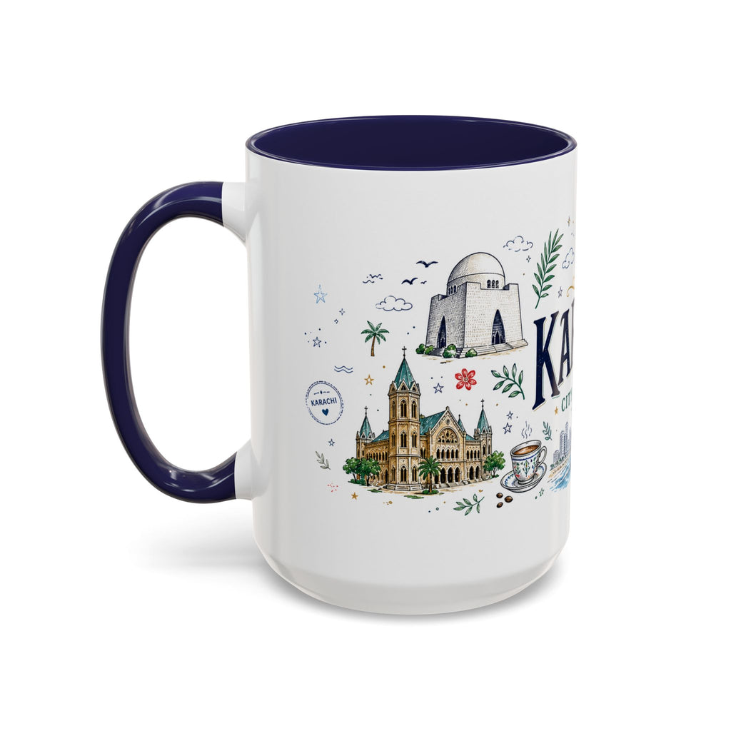 Karachi Coffee Mug | Pakistan Souvenir Travel Gift | Accent Color Ceramic 11oz 15oz