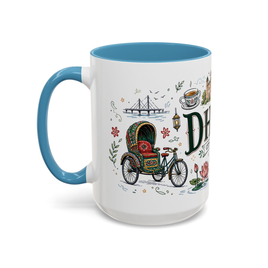 Dhaka Coffee Mug | Bangladesh Souvenir Travel Gift | Accent Color Ceramic 11oz 15oz