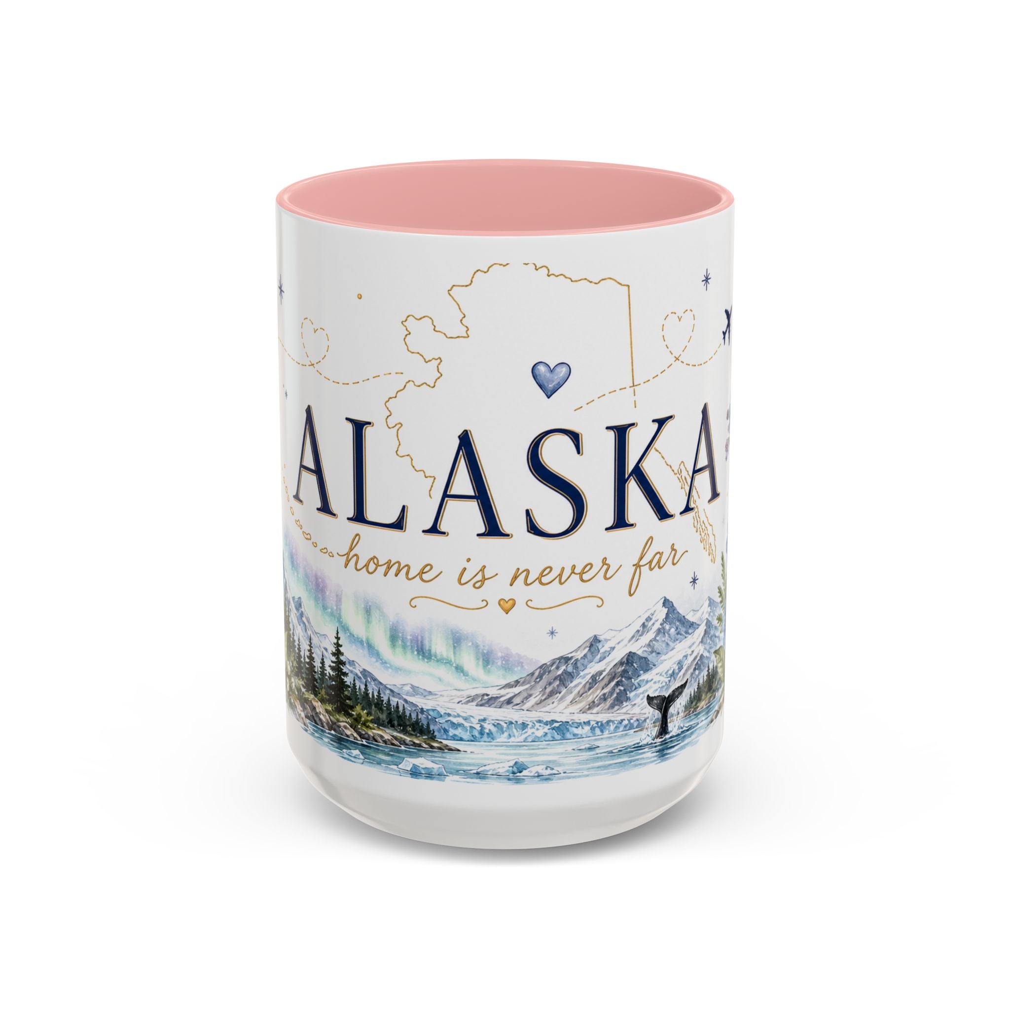 Alaska State Map Mug | Northern Lights, Mountains, Glaciers | Moving Away Gift