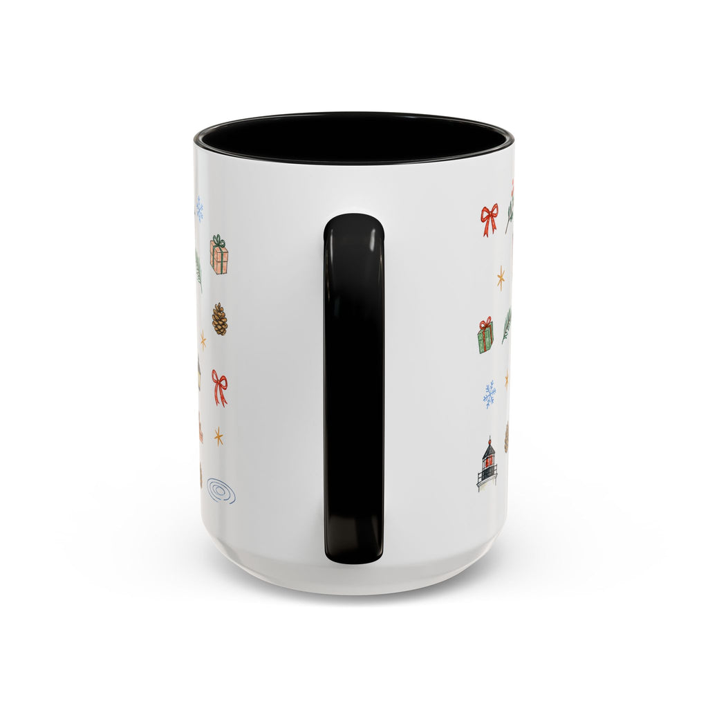 Boston Christmas Mug | Watercolor Travel Souvenir | Holiday Gift | Accent Ceramic Coffee Cup 11oz 15oz