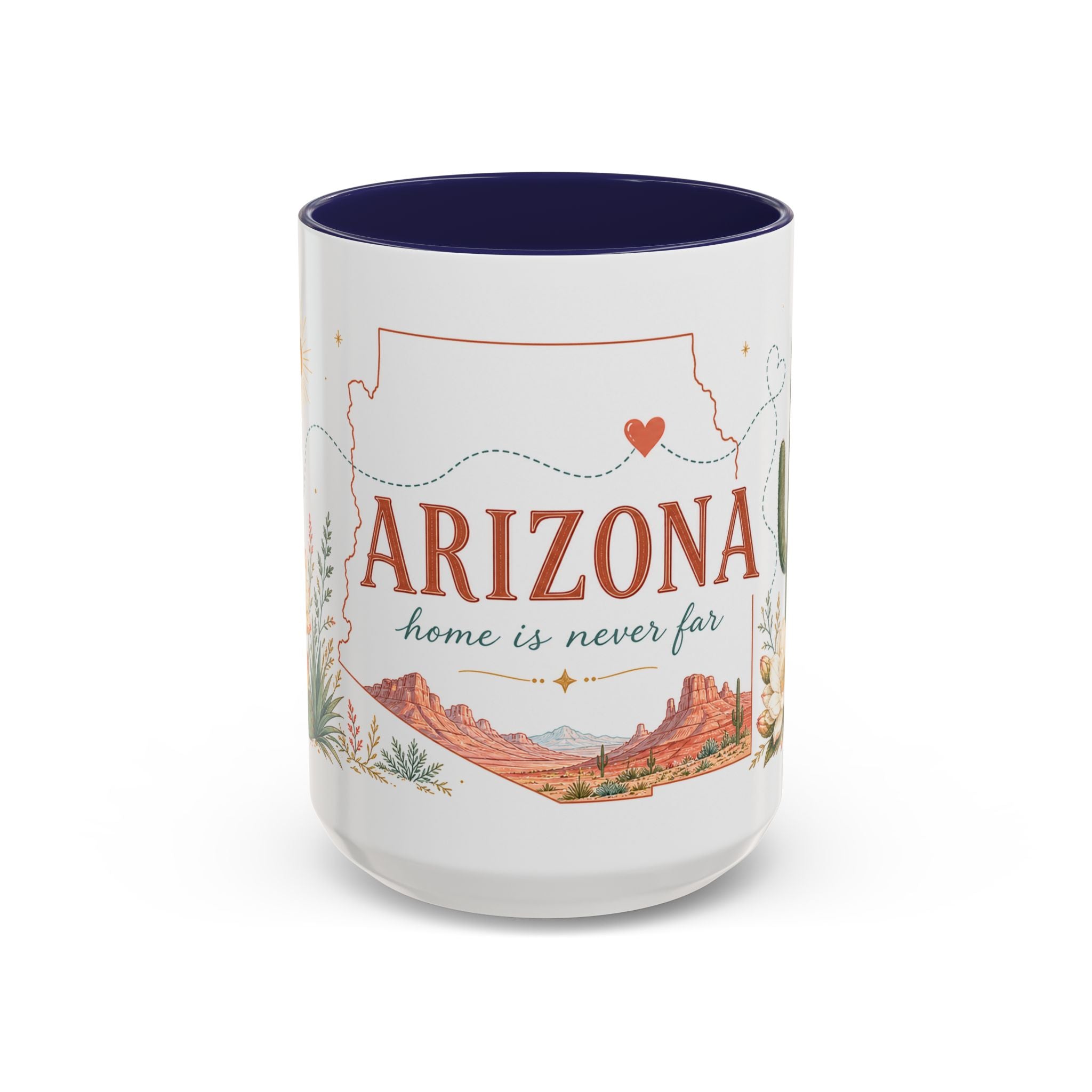 Arizona State Map Mug | Desert Landscape, Botanical Accents, Homesick Gift