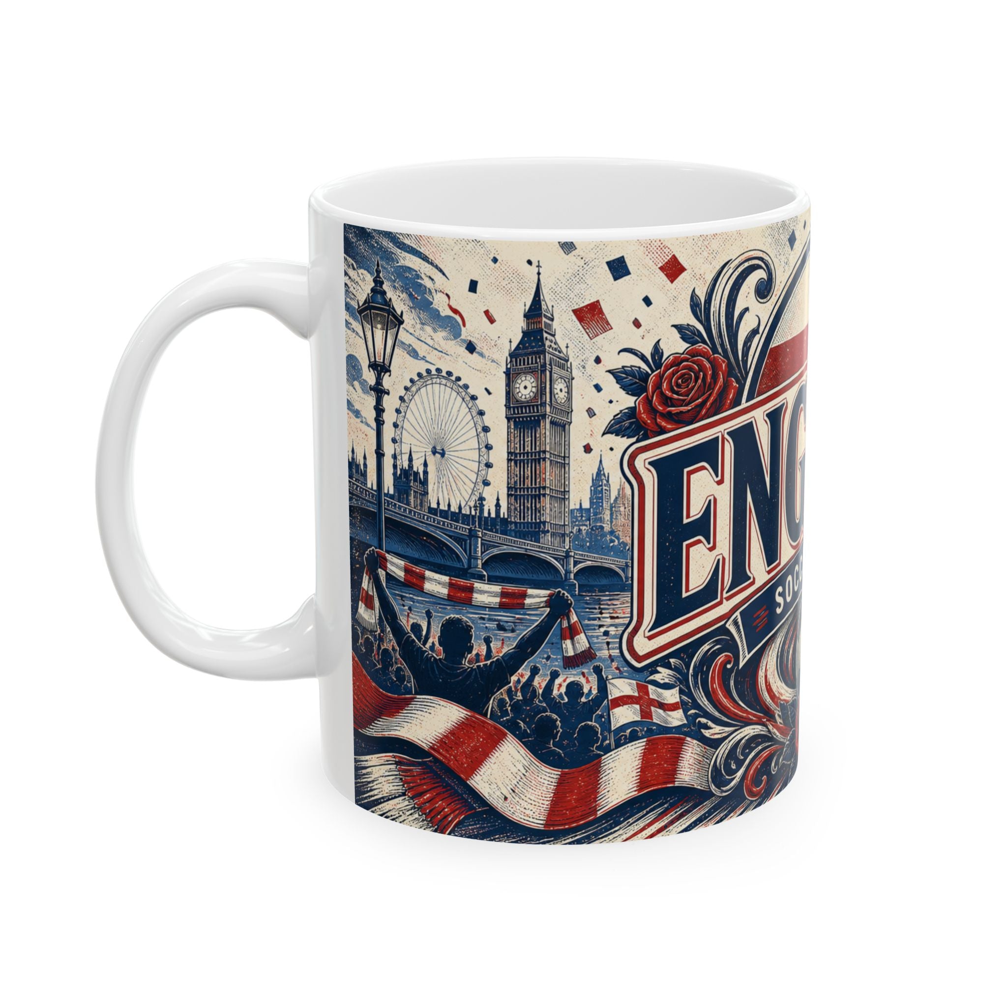 England Soccer Spirit Coffee Mug | Soccer Fan Gift | Ceramic 11oz 15oz Match Day Cup
