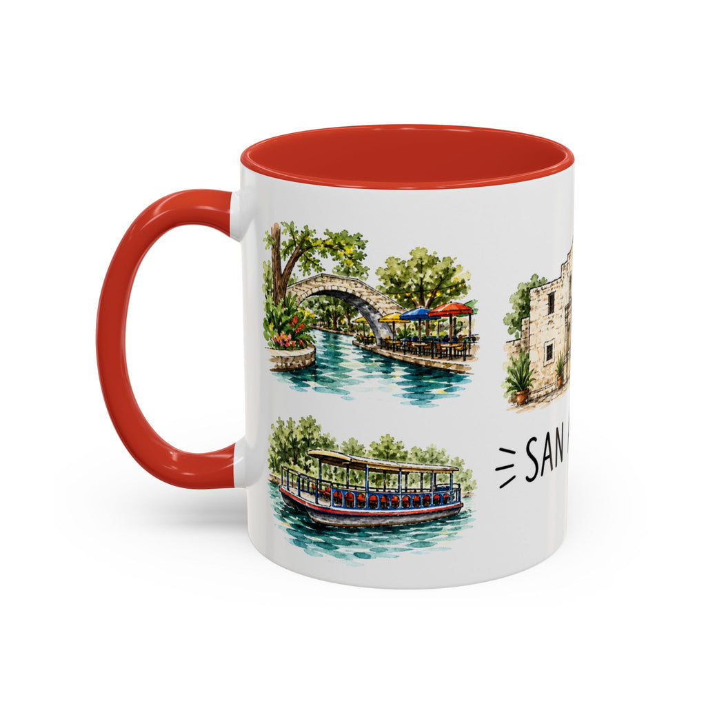 San Antonio Illustrated Travel Mug | City Souvenir Accent Coffee Mug | 11oz 15oz Ceramic Cup