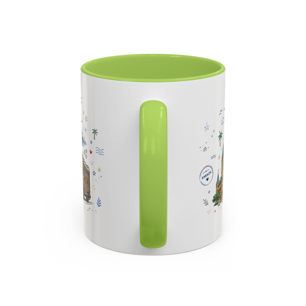 Karachi Coffee Mug | Pakistan Souvenir Travel Gift | Accent Color Ceramic 11oz 15oz
