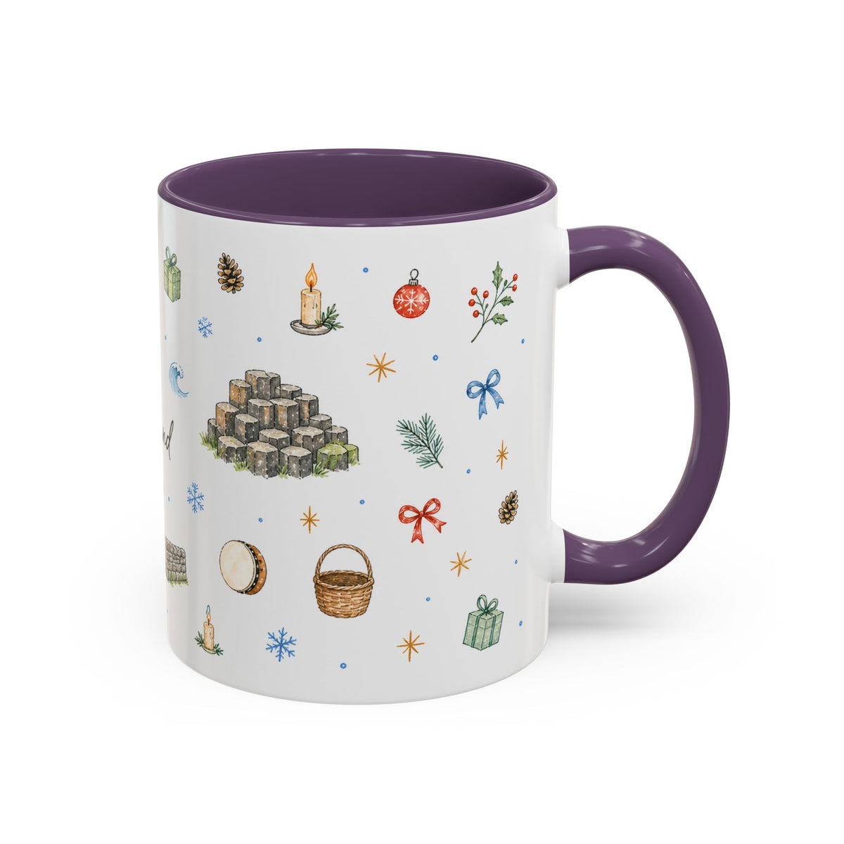 Ireland Christmas Mug | Watercolor Travel Souvenir | Holiday Gift | Accent Ceramic Coffee Cup 11oz 15oz