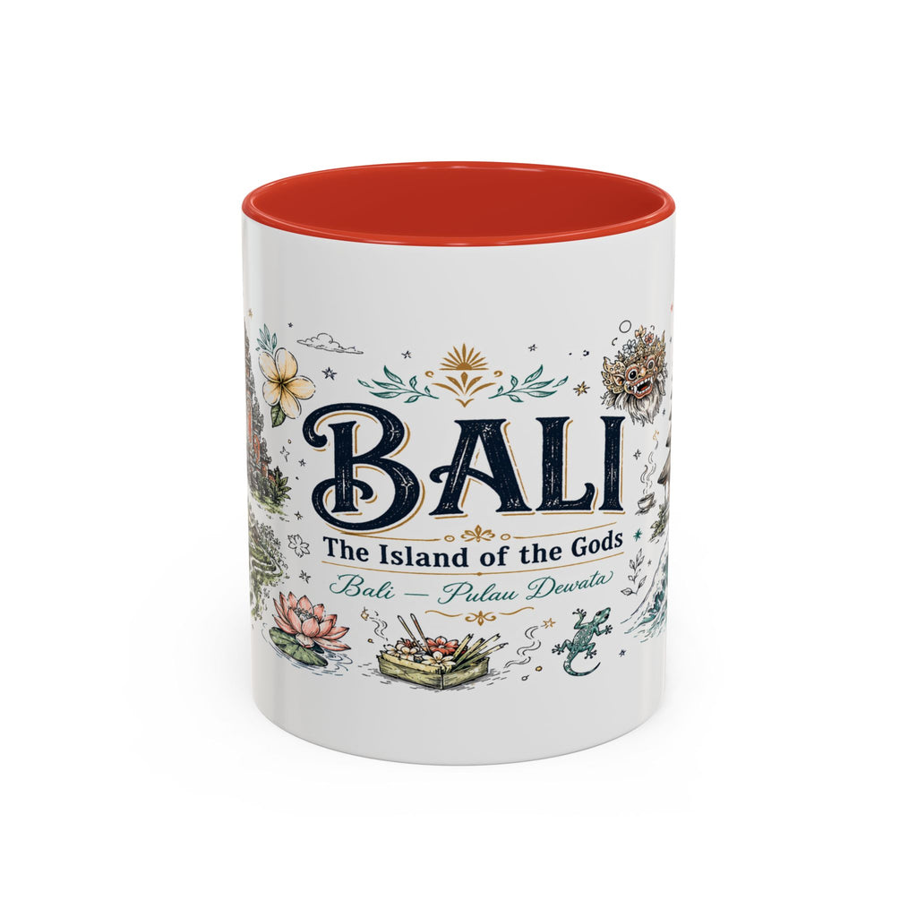 Bali Coffee Mug | Indonesia Souvenir Travel Gift | Accent Color Ceramic 11oz 15oz