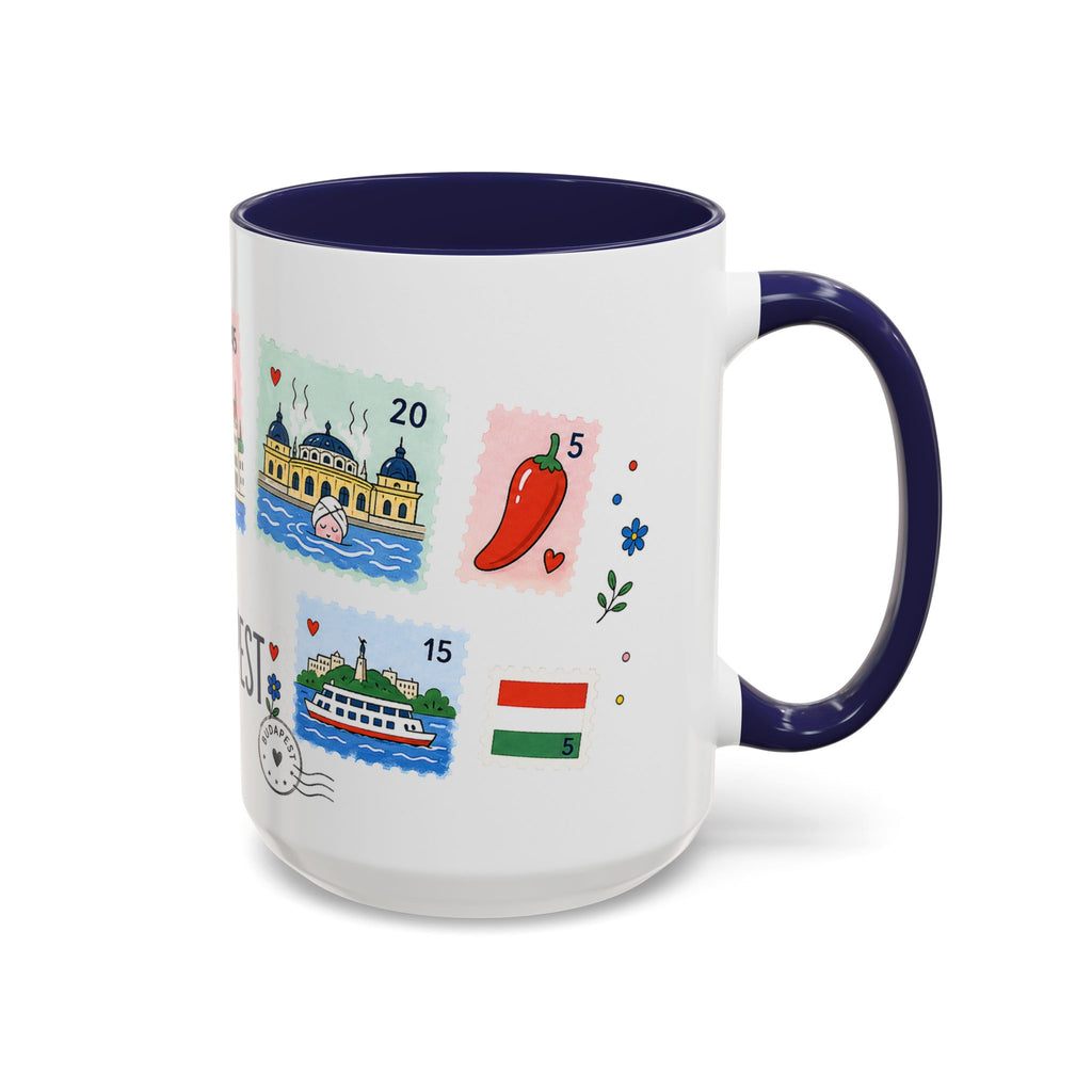 Budapest Coffee Mug | Postage Stamp Collage Mug | Travel Souvenir Accent Cup 11oz 15oz