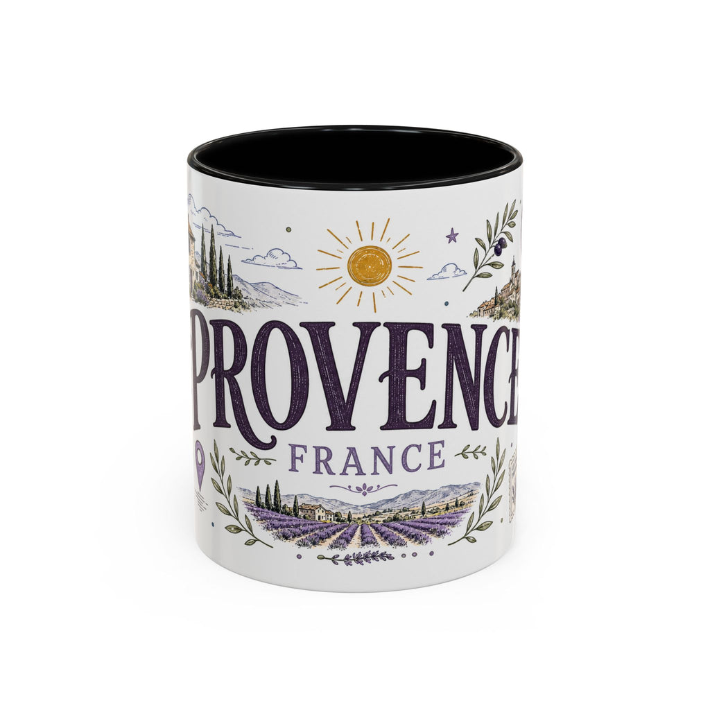 Provence Coffee Mug | Travel Destination Souvenir Gift | Accent Color Ceramic 11oz 15oz