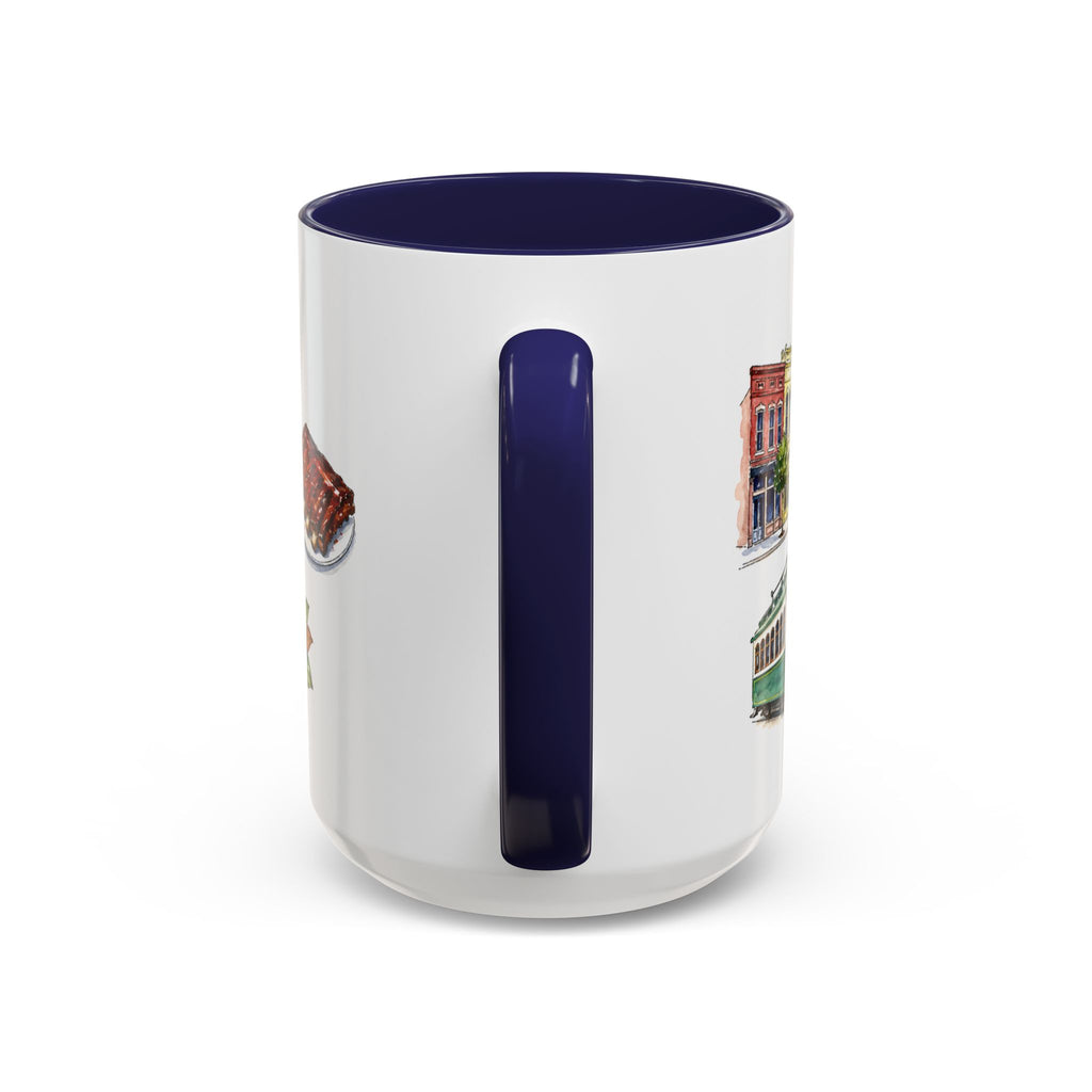 Memphis Illustrated Travel Mug | City Souvenir Accent Coffee Mug | 11oz 15oz Ceramic Cup