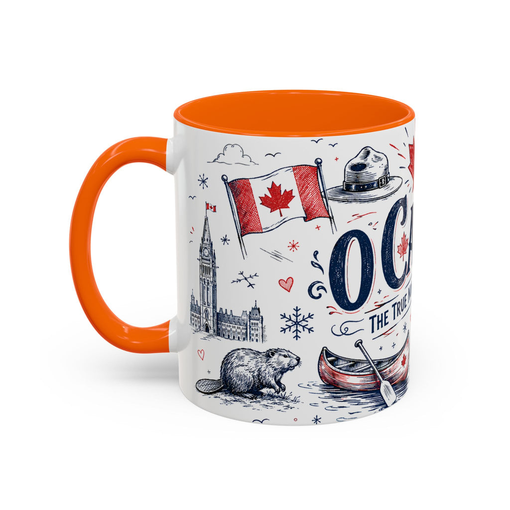 O Canada True North Coffee Mug | Canadian Pride Gift | Accent Color Ceramic 11oz 15oz