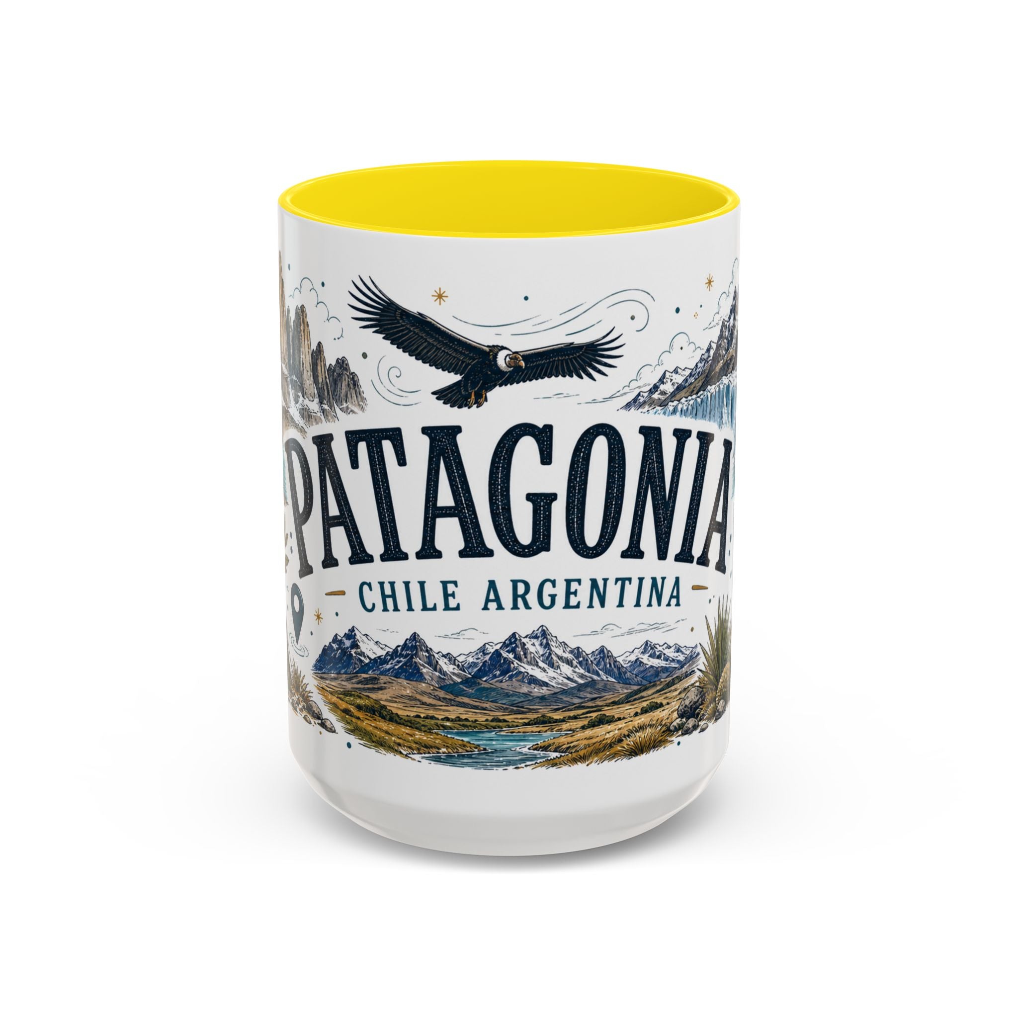 Patagonia Coffee Mug | Travel Destination Souvenir Gift | Accent Color Ceramic 11oz 15oz