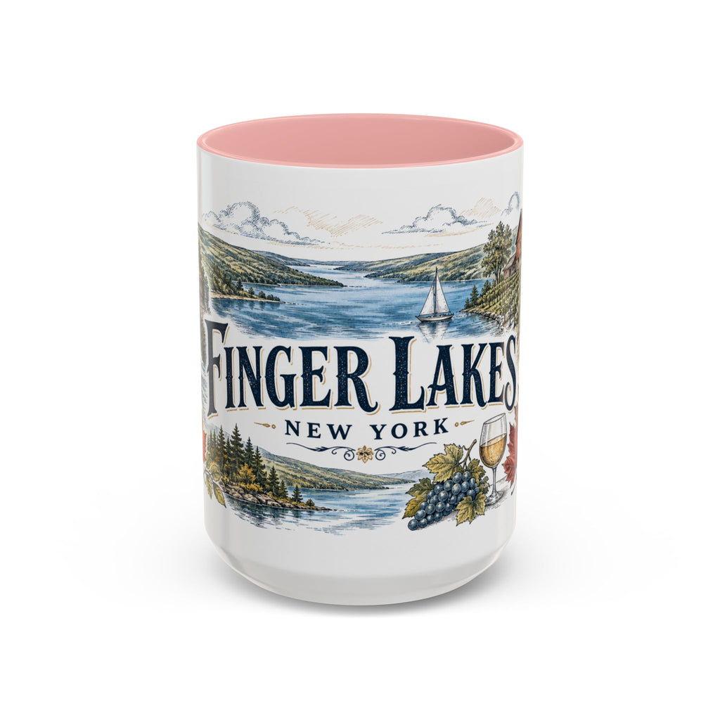 Finger Lakes Mug, New York Travel Souvenir, Bucket List Gift, Accent Ceramic Coffee Mug 11oz 15oz