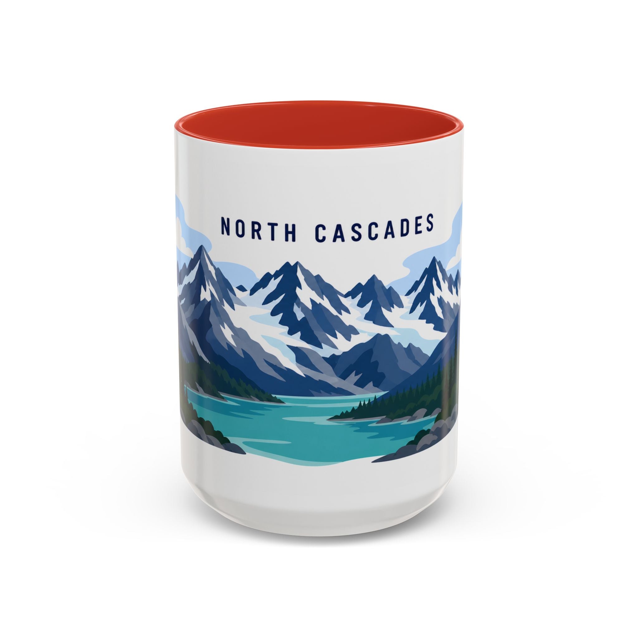 North Cascades National Park Coffee Mug | Solid Color Block Park Souvenir | 11oz 15oz Accent Mug