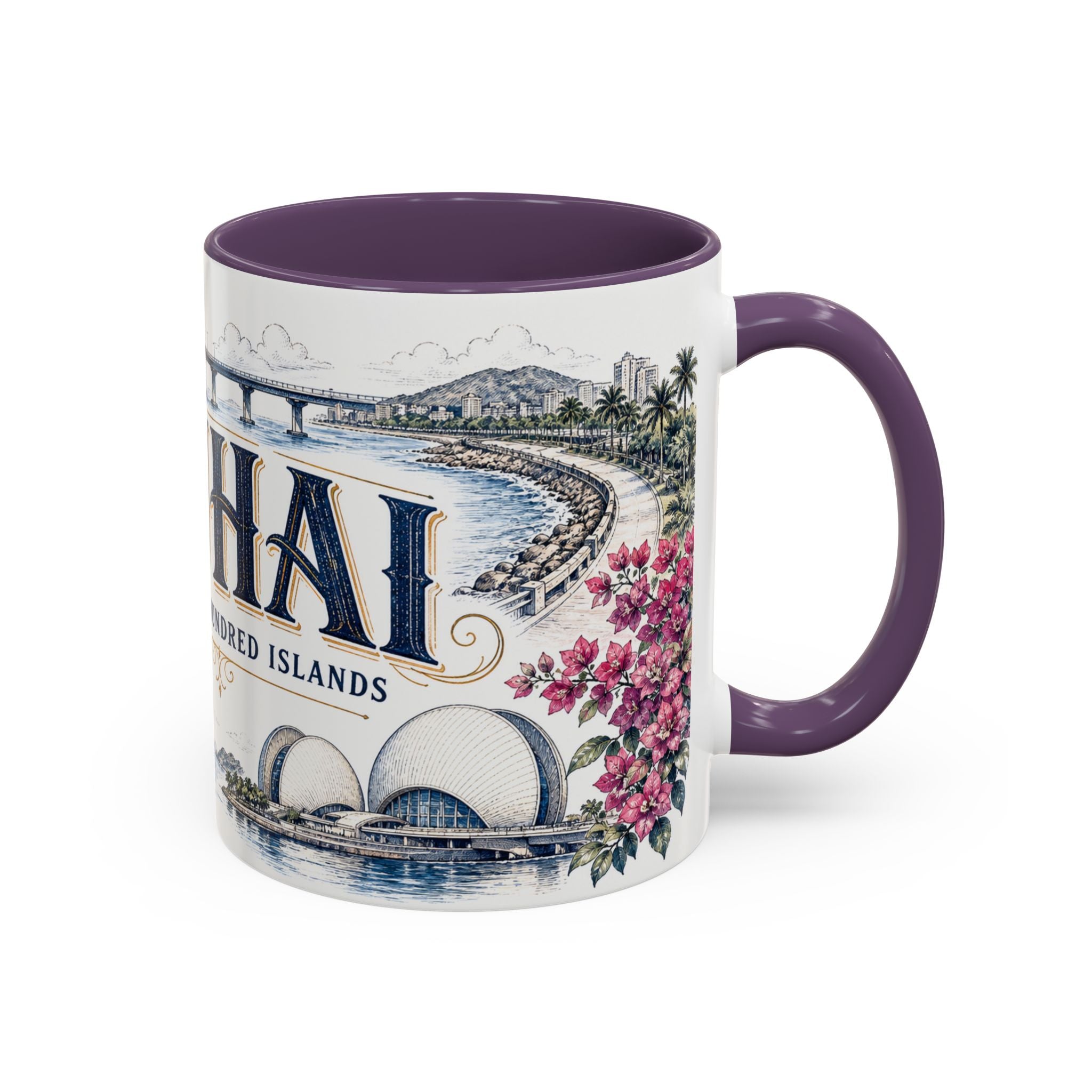 Zhuhai Coffee Mug | China Travel Souvenir | Vintage Illustrated City Gift | 11 oz 15 oz Accent Mug