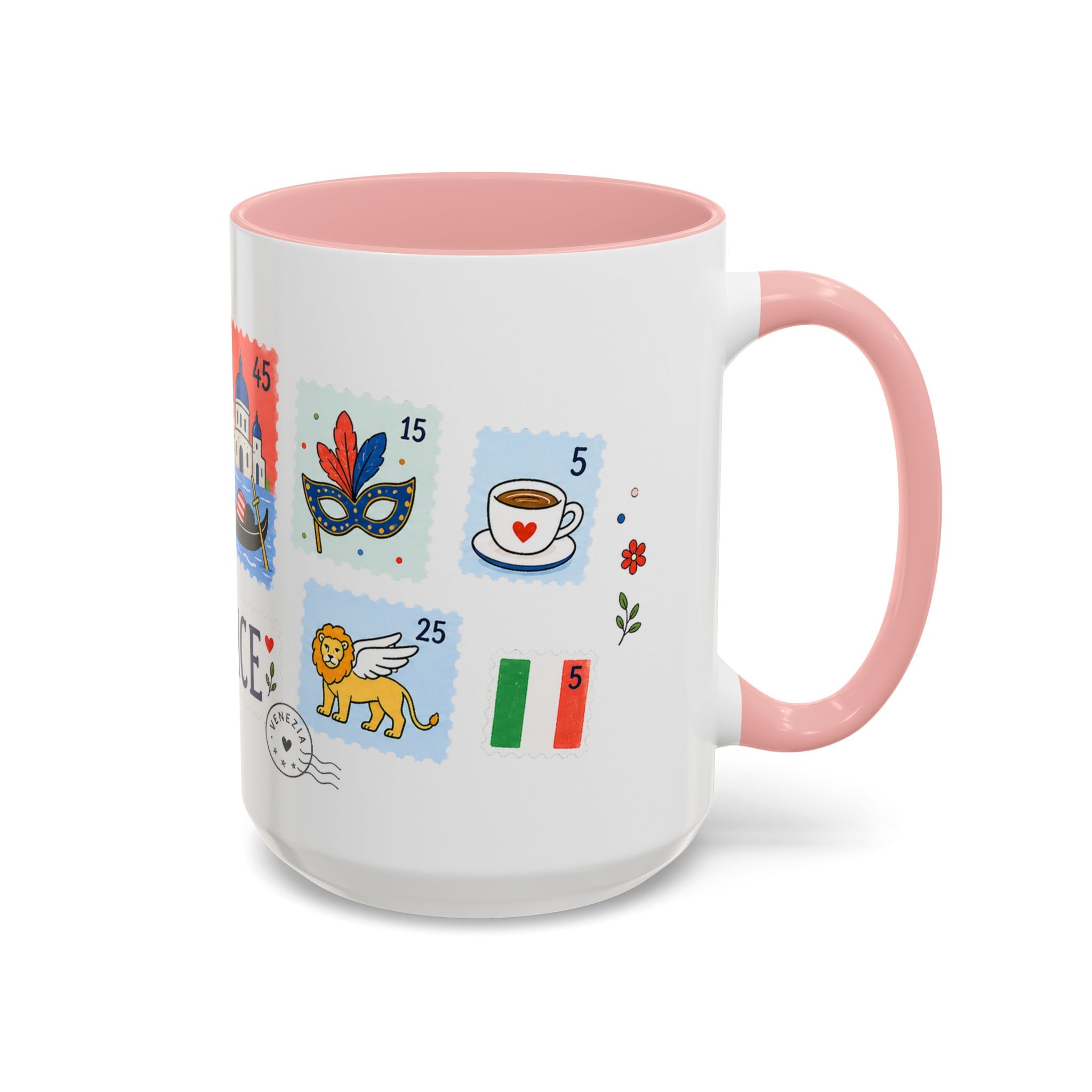 Venice Coffee Mug | Postage Stamp Collage Mug | Travel Souvenir Accent Cup 11oz 15oz