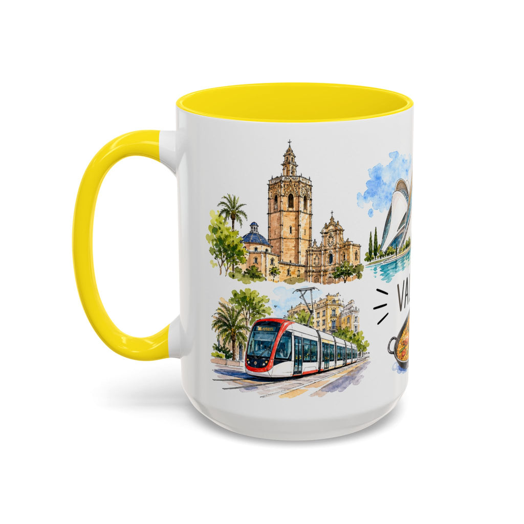Valencia Illustrated Travel Mug | City Souvenir Accent Coffee Mug | 11oz 15oz Ceramic Cup