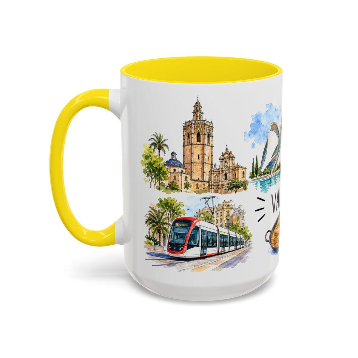 Valencia Illustrated Travel Mug | City Souvenir Accent Coffee Mug | 11oz 15oz Ceramic Cup