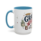 Grandma's Kitchen Hugs Coffee Mug | Gift From Grandkids | Accent Color Ceramic 11oz 15oz