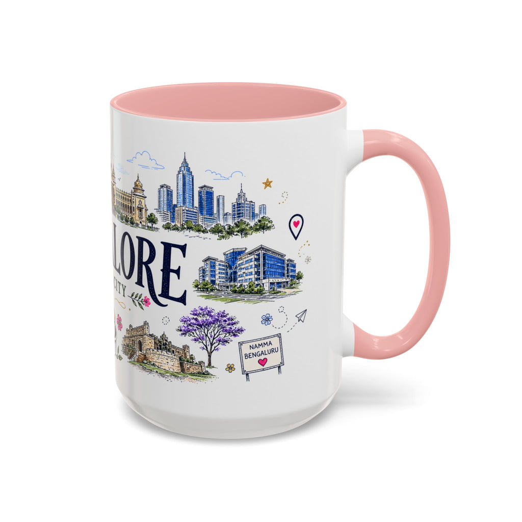 Bangalore Coffee Mug | India Souvenir Travel Gift | Accent Color Ceramic 11oz 15oz