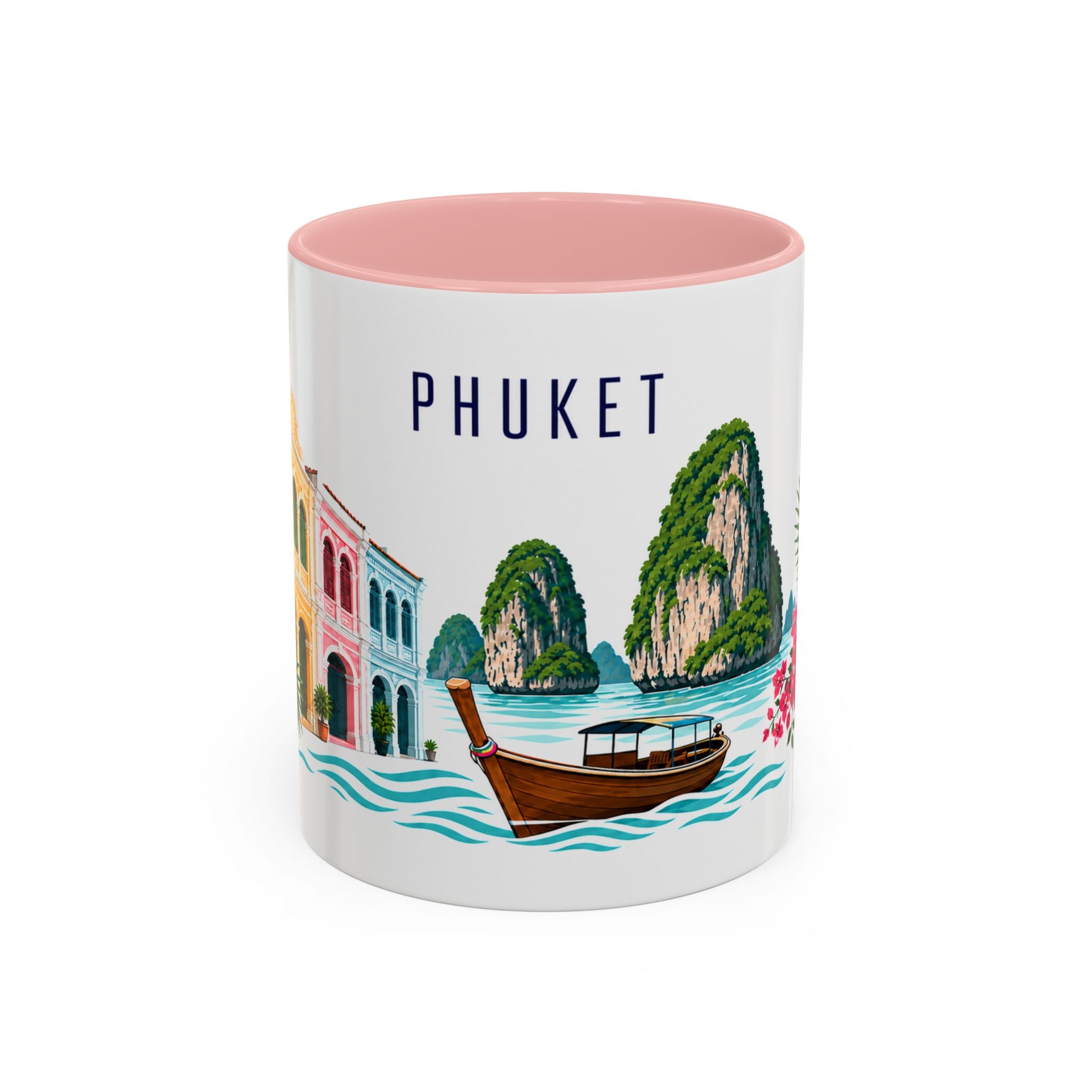 Phuket Coffee Mug | Thailand Travel Souvenir | Porcelain Decal City Gift | 11oz 15oz Accent Mug
