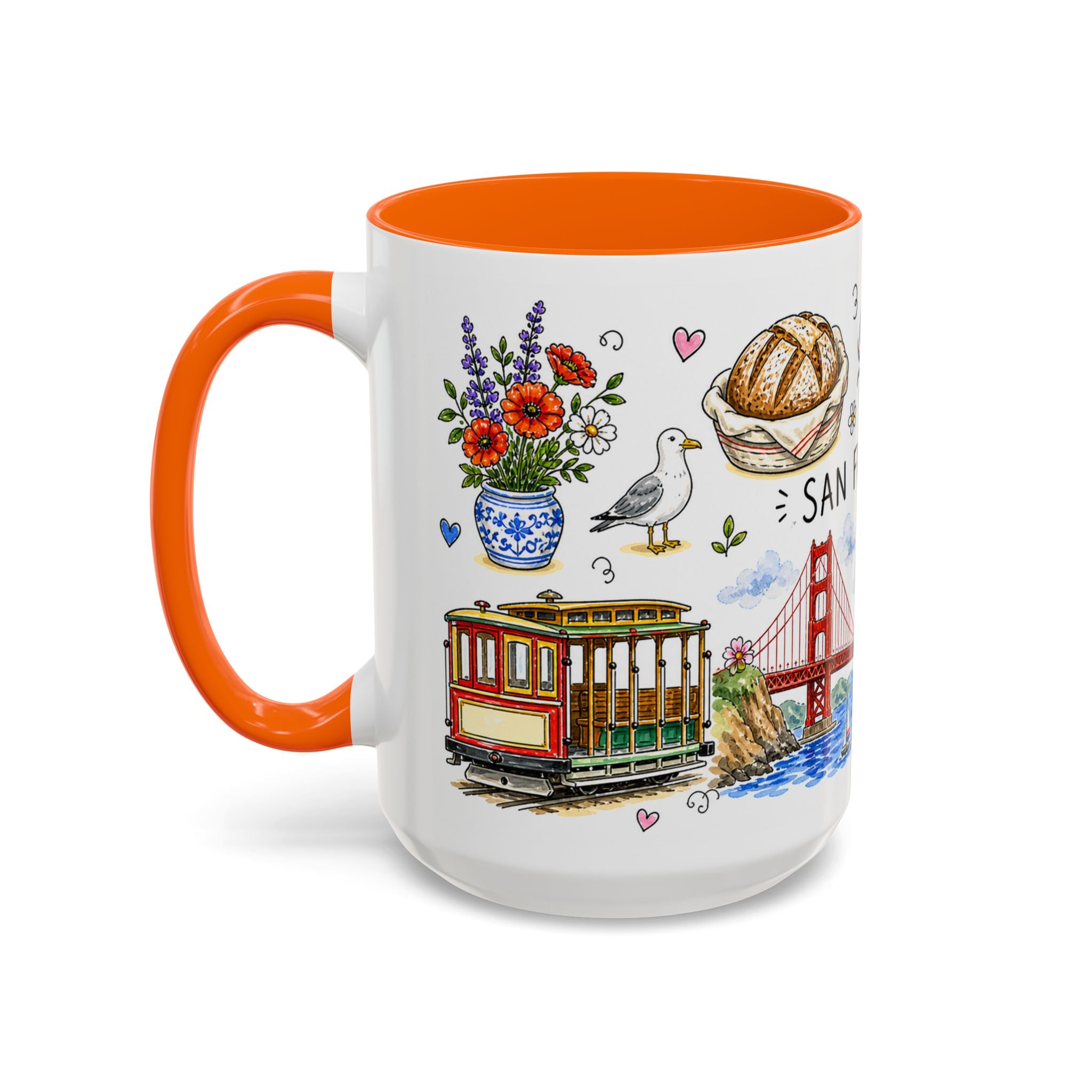 San Francisco Illustrated Travel Mug | City Souvenir Accent Coffee Mug | 11oz 15oz Ceramic Cup