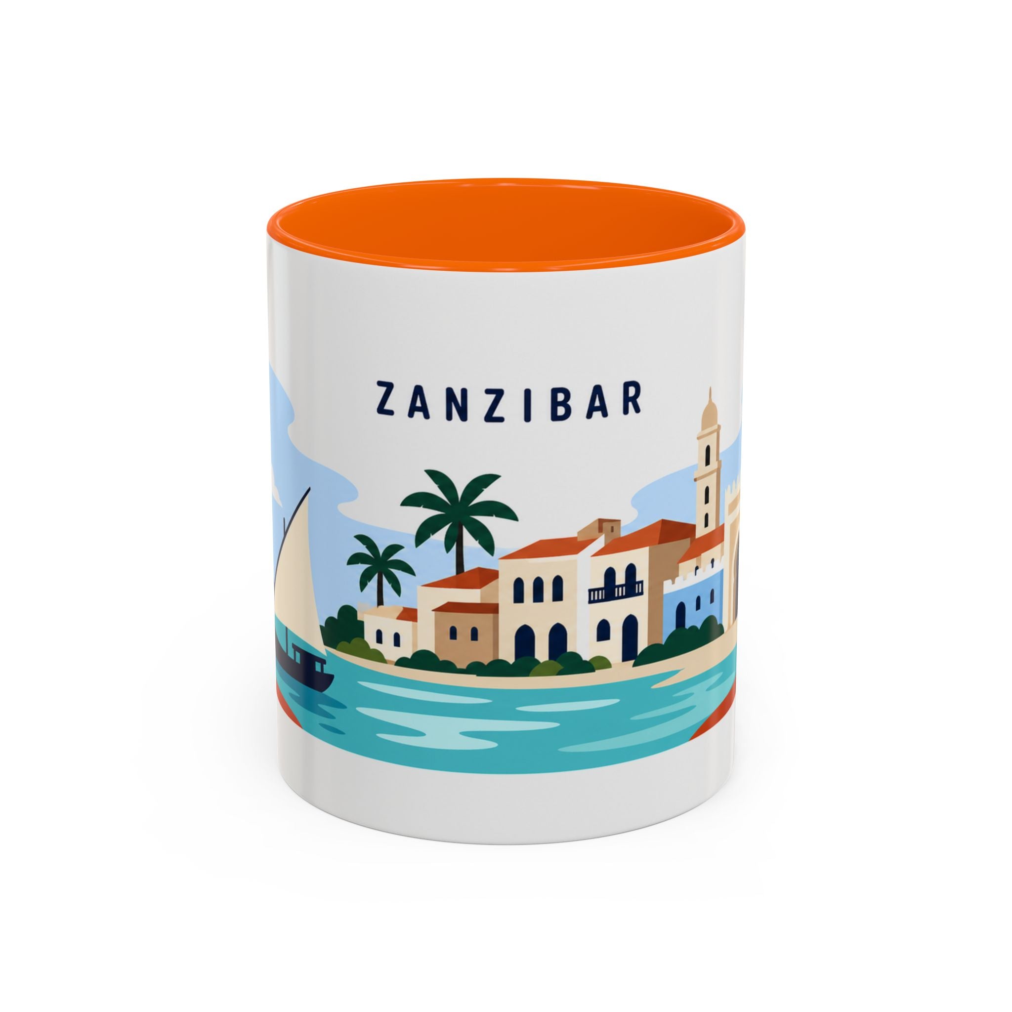 Zanzibar Coffee Mug | Travel Destination Souvenir Gift | Accent Color Ceramic 11oz 15oz