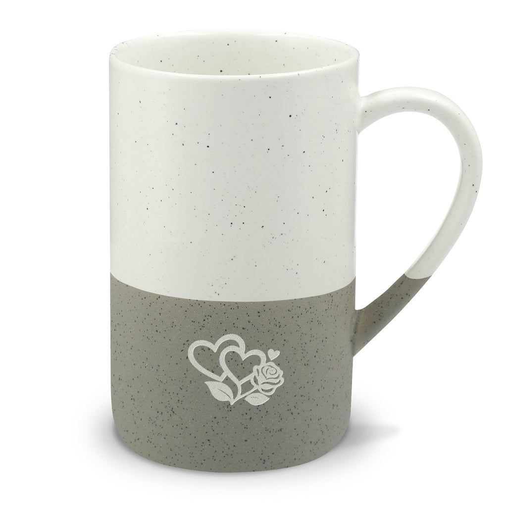 Valentine's Day Engraved Mug, Valentine Hearts Rose, 13oz Speckled Ceramic Coffee Cup, Holiday Gift