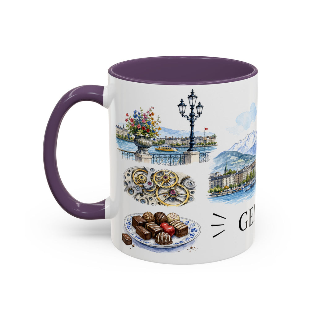 Geneva Illustrated Travel Mug | City Souvenir Accent Coffee Mug | 11oz 15oz Ceramic Cup