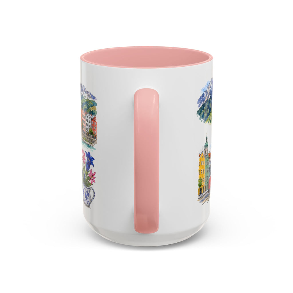 Innsbruck Illustrated Travel Mug | City Souvenir Accent Coffee Mug | 11oz 15oz Ceramic Cup