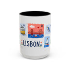 Lisbon Coffee Mug | Postage Stamp Collage Mug | Travel Souvenir Accent Cup 11oz 15oz