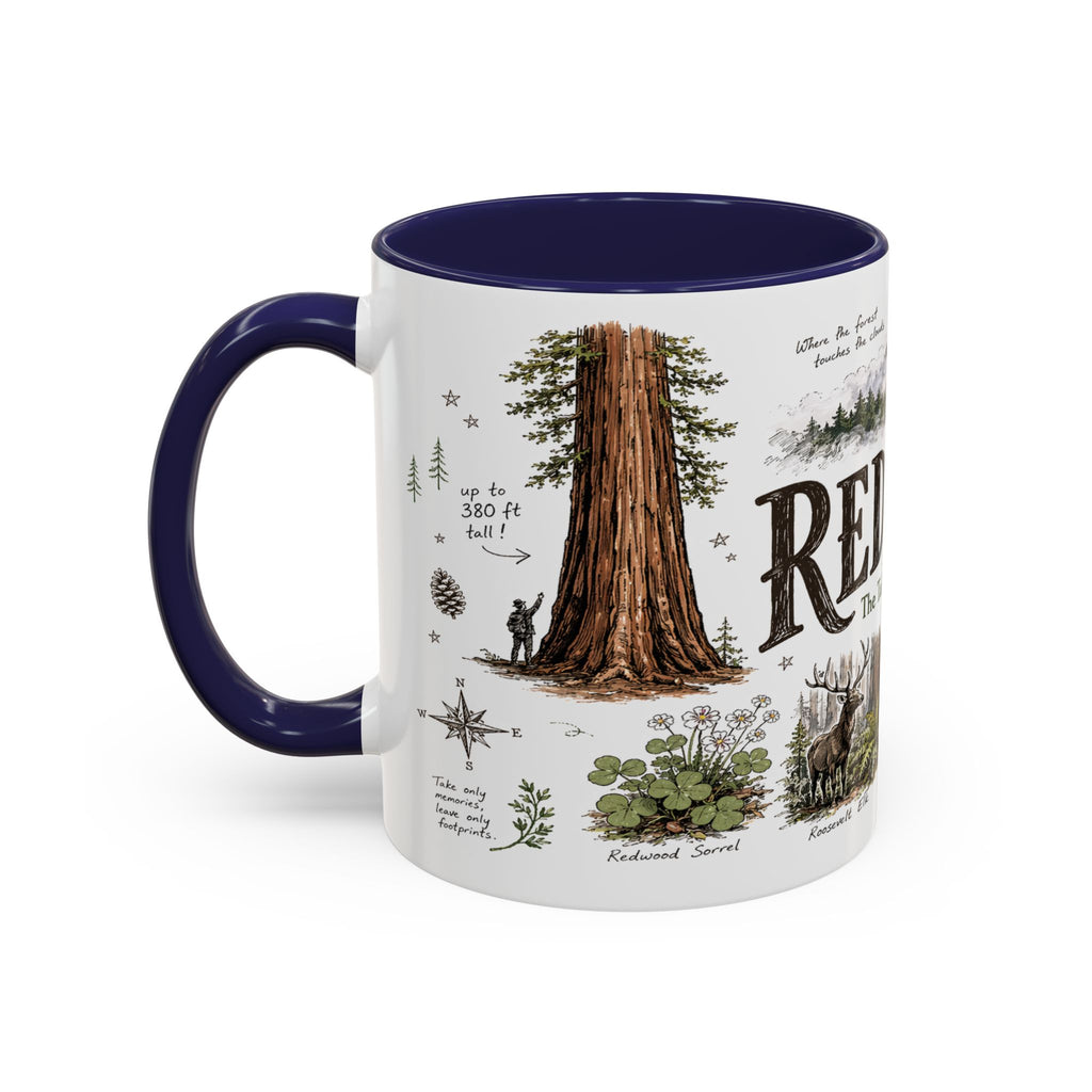 Redwood National Park Coffee Mug | California Coastal Forest Hiking Gift | Accent Color Ceramic 11oz 15oz