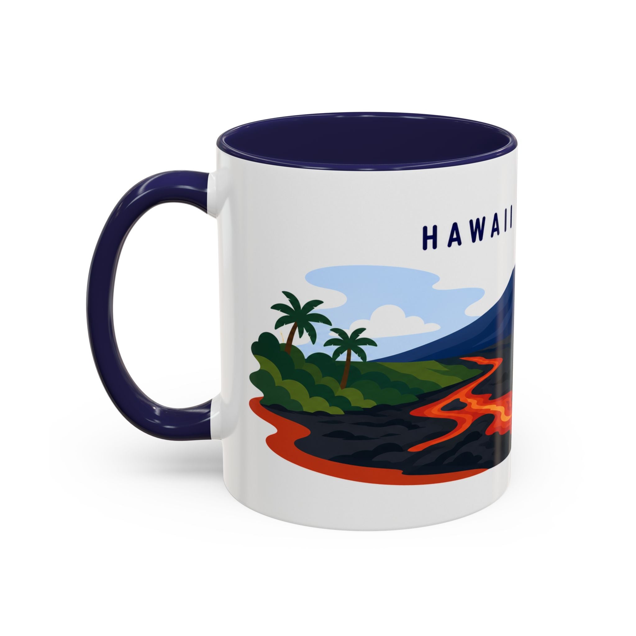 Hawaii Volcanoes Coffee Mug | Travel Destination Souvenir Gift | Accent Color Ceramic 11oz 15oz
