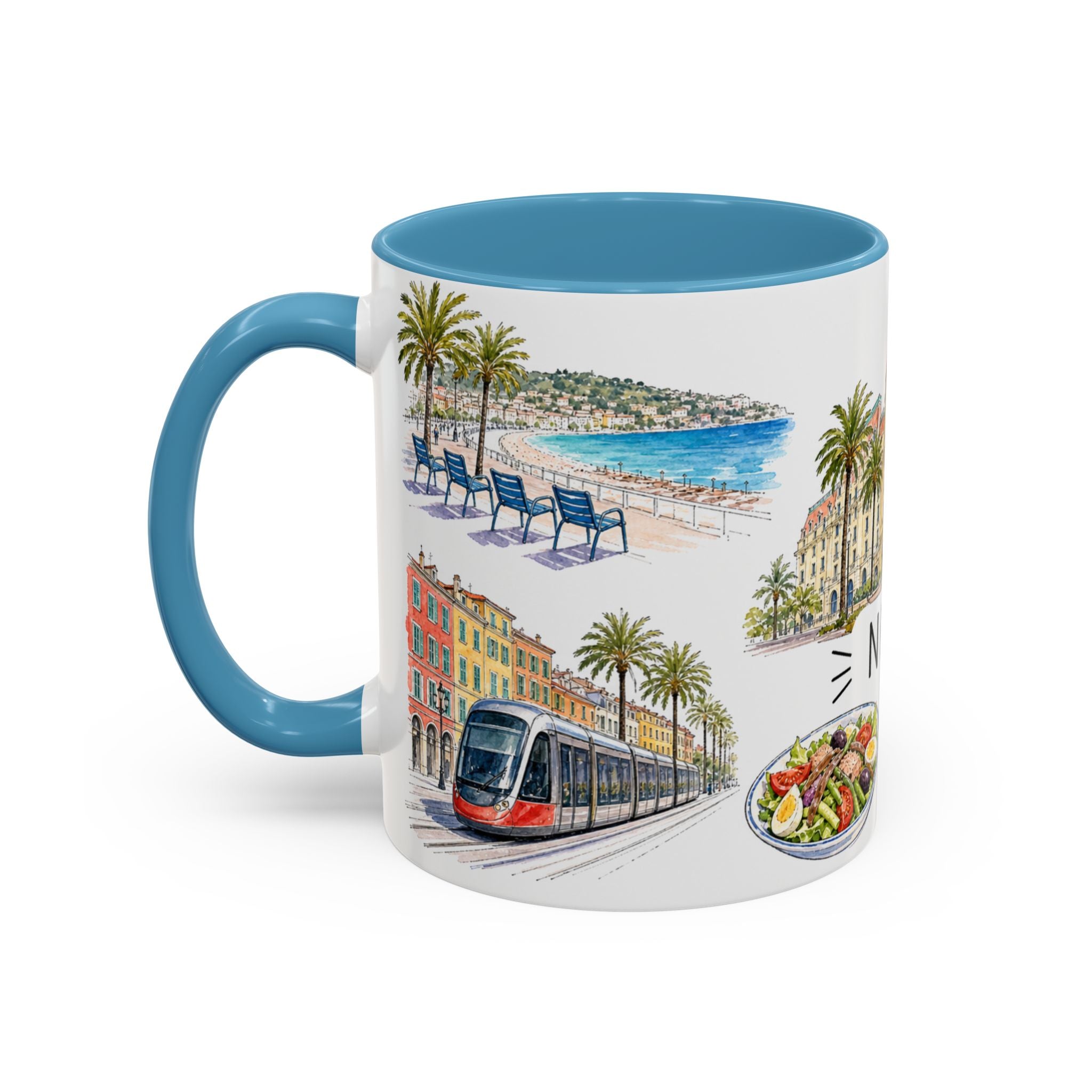 Nice Illustrated Travel Mug | City Souvenir Accent Coffee Mug | 11oz 15oz Ceramic Cup