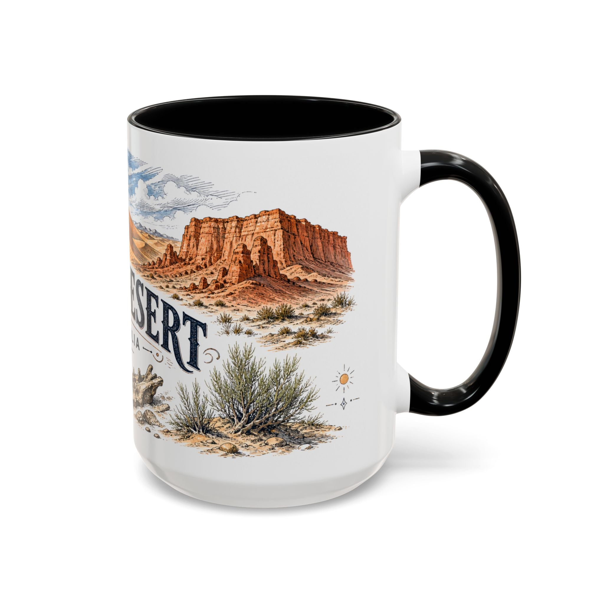 Gobi Desert Mug, Mongolia Travel Souvenir, Bucket List Gift, Accent Ceramic Coffee Mug 11oz 15oz