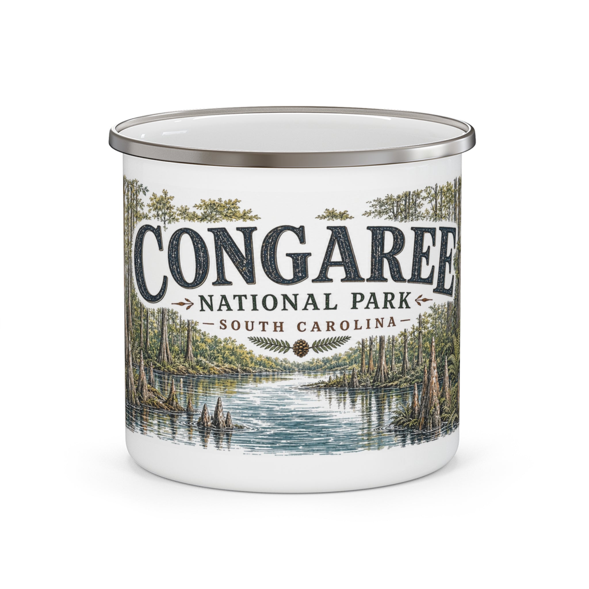Congaree National Park Vintage Enamel Camping Mug | 12oz National Park Hiking Gift
