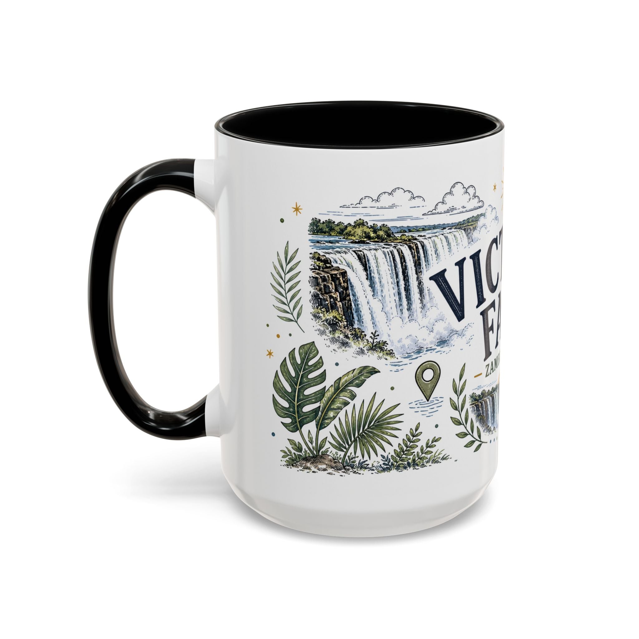 Victoria Falls Coffee Mug | Travel Destination Souvenir Gift | Accent Color Ceramic 11oz 15oz