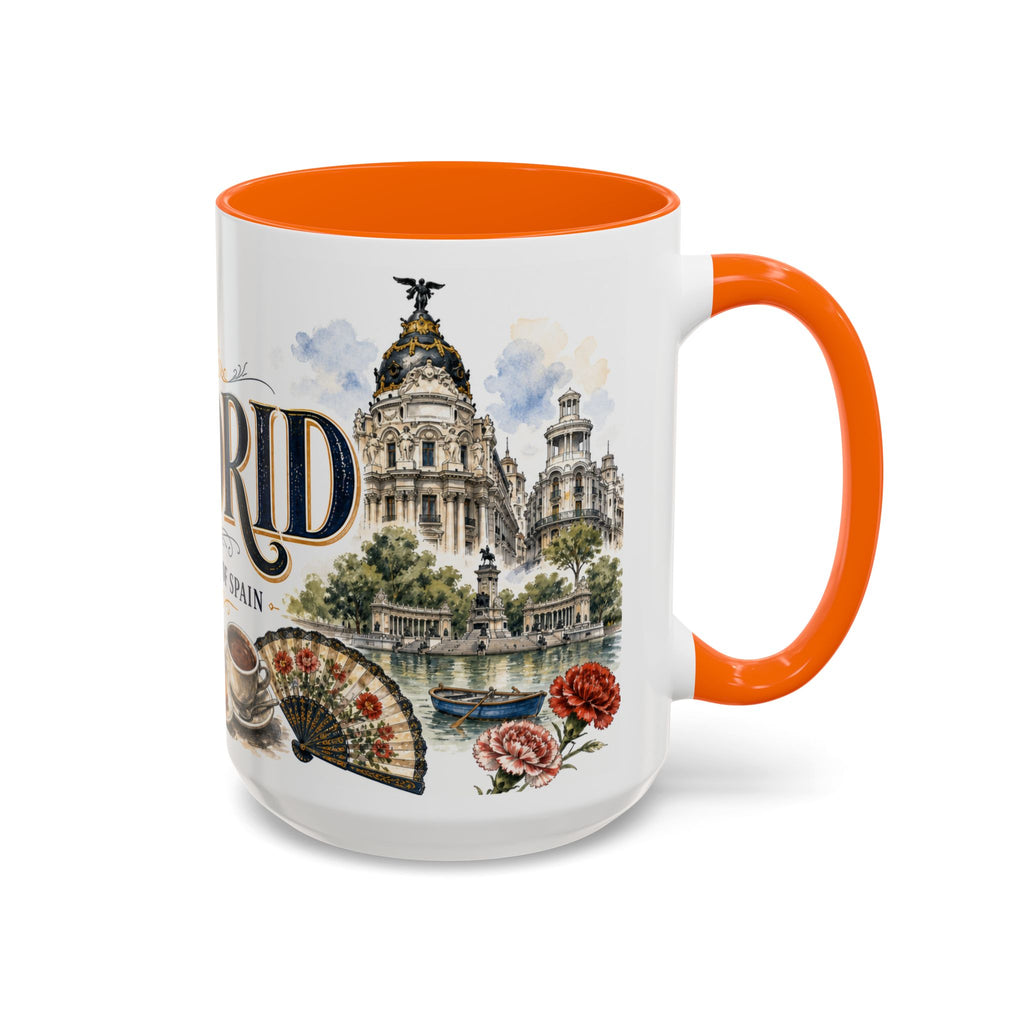 Madrid Coffee Mug | Spain Travel Souvenir | Vintage Illustrated City Gift | 11 oz 15 oz Accent Mug