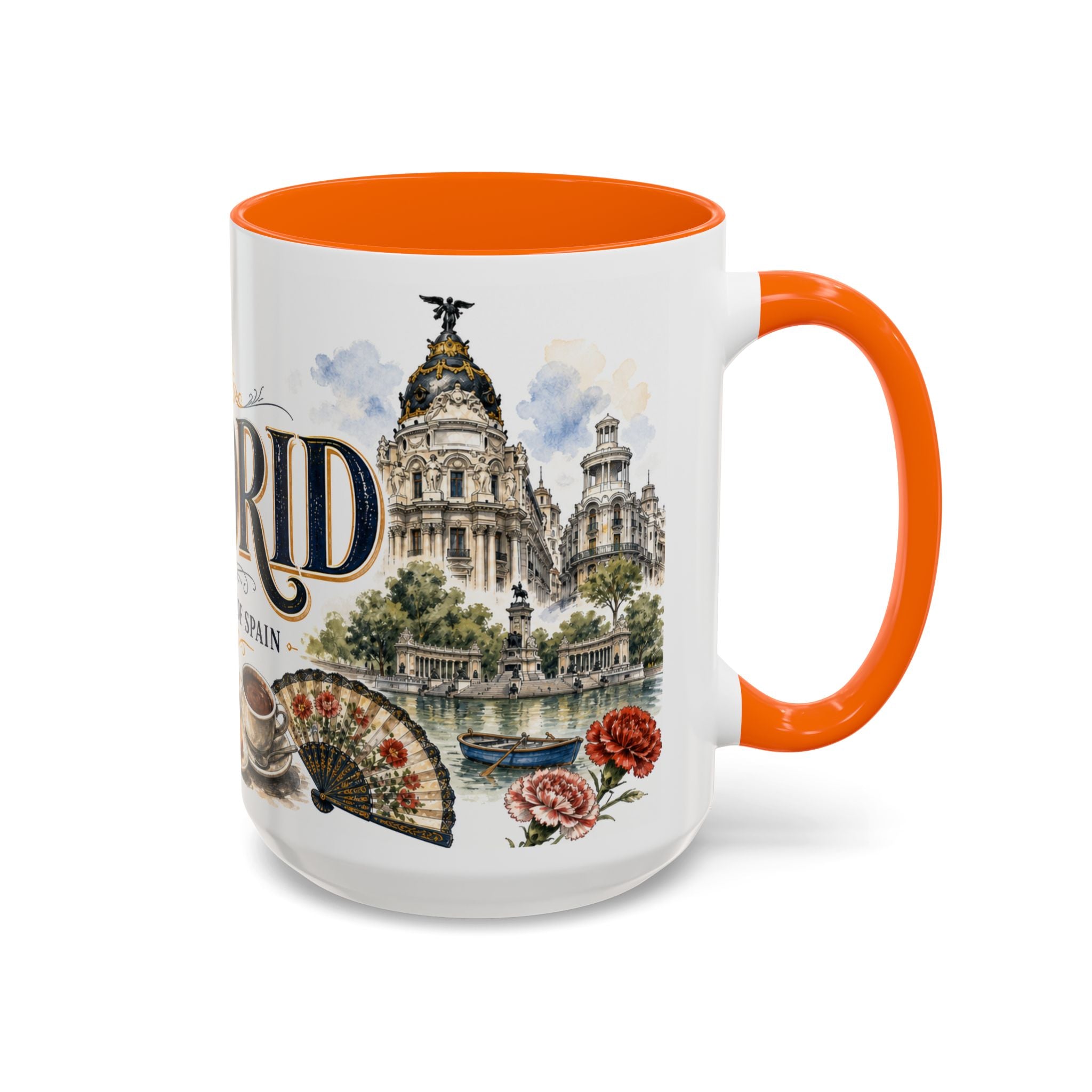 Madrid Coffee Mug | Spain Travel Souvenir | Vintage Illustrated City Gift | 11 oz 15 oz Accent Mug