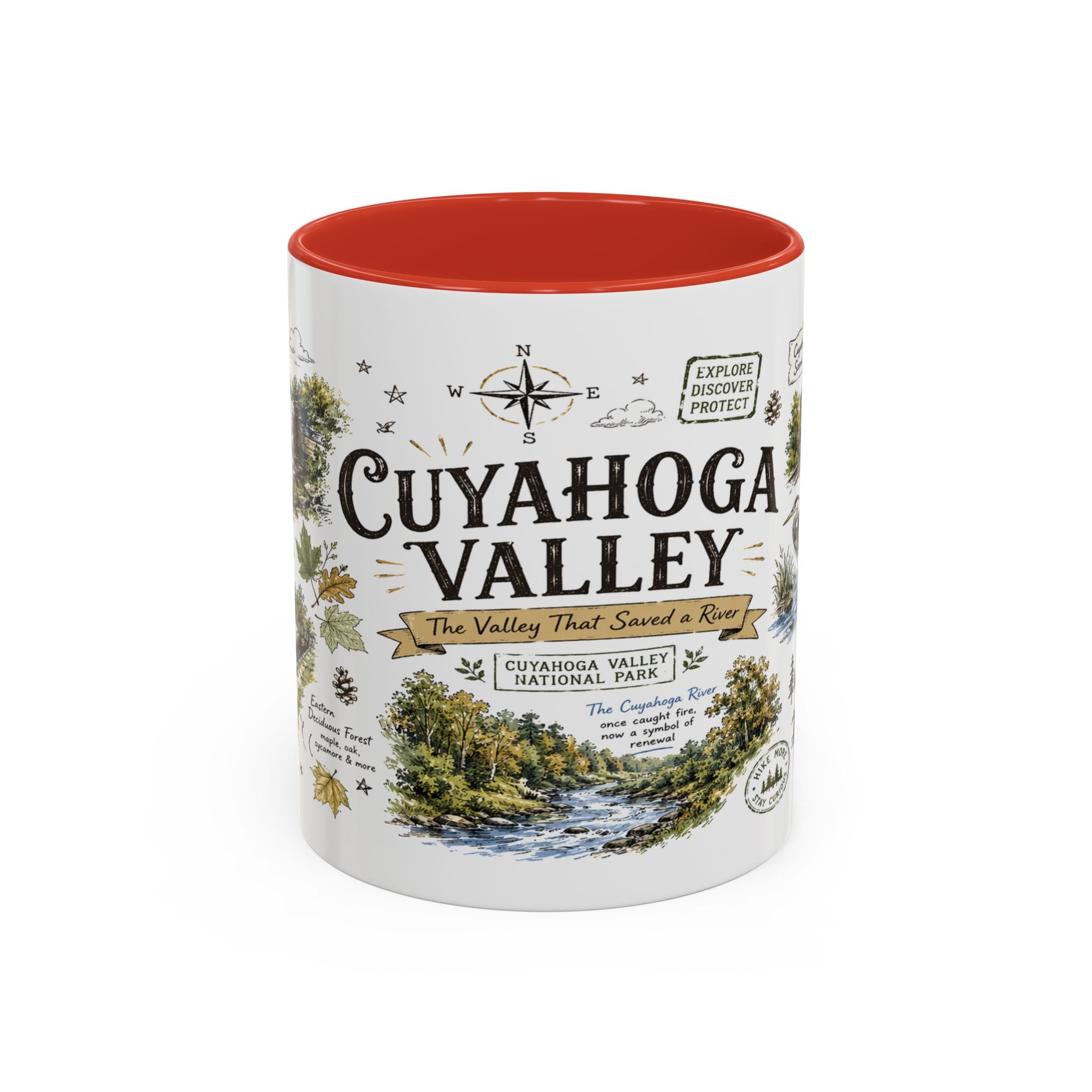 Cuyahoga Valley National Park Coffee Mug | Ohio River Valley Waterfall Gift | Accent Color Ceramic 11oz 15oz