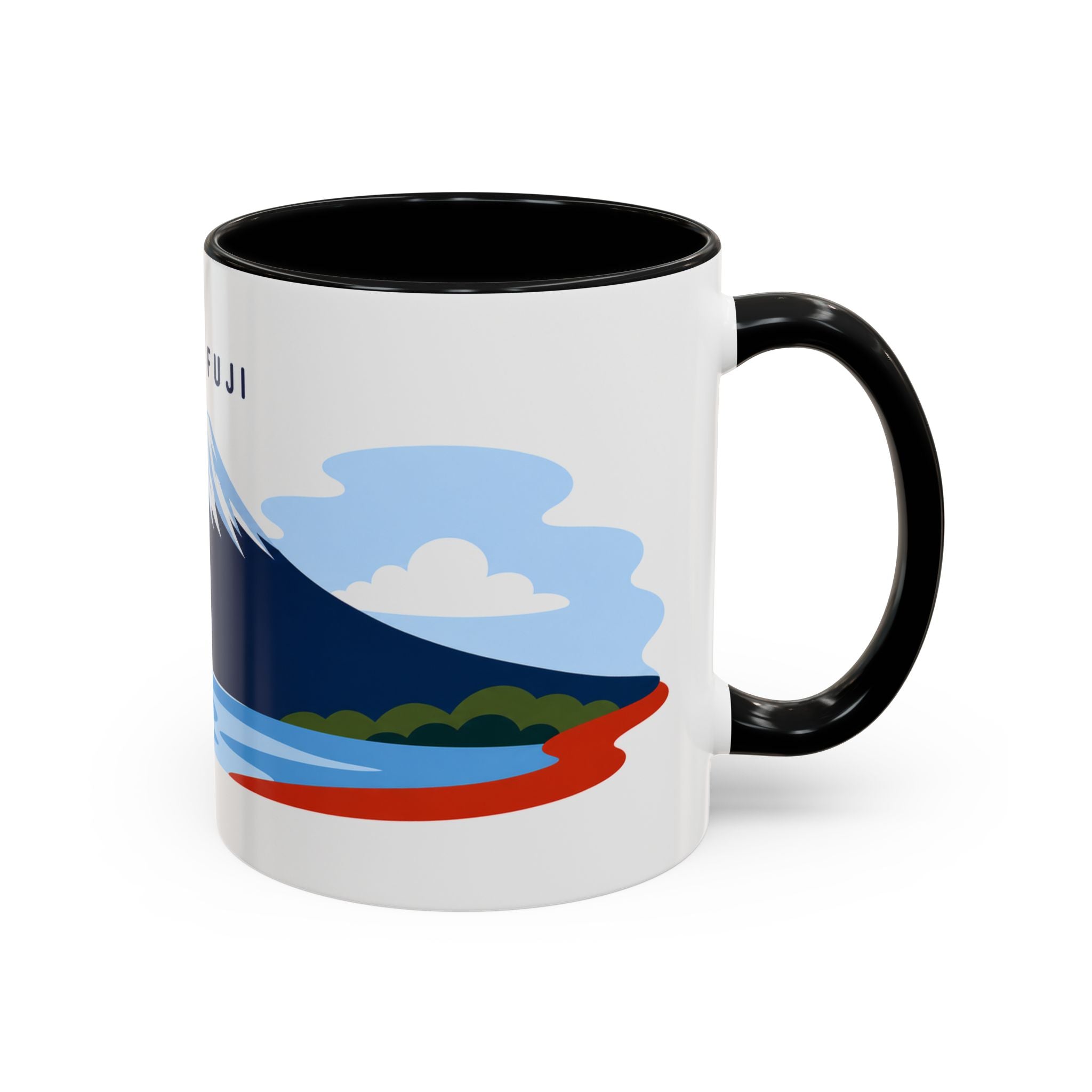 Mount Fuji Coffee Mug | Travel Destination Souvenir Gift | Accent Color Ceramic 11oz 15oz