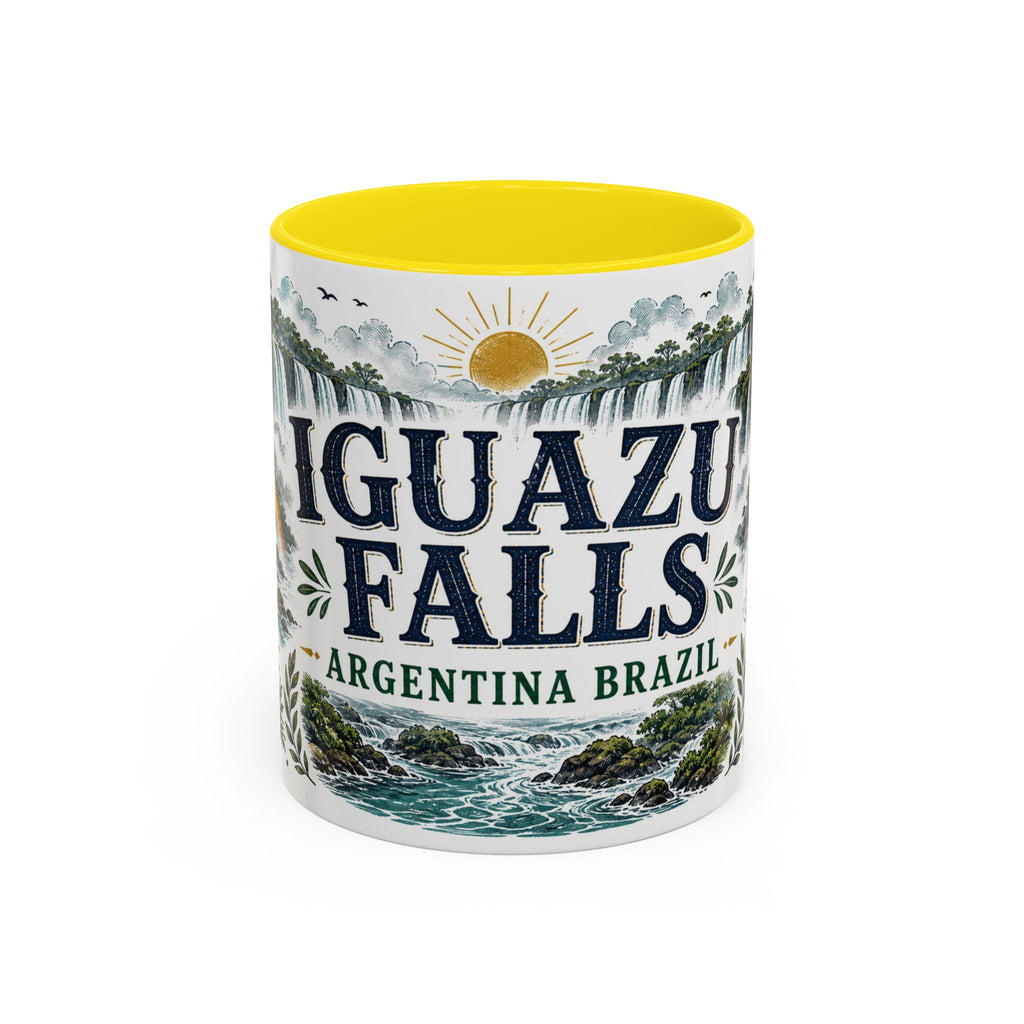 Iguazu Falls Coffee Mug | Travel Destination Souvenir Gift | Accent Color Ceramic 11oz 15oz