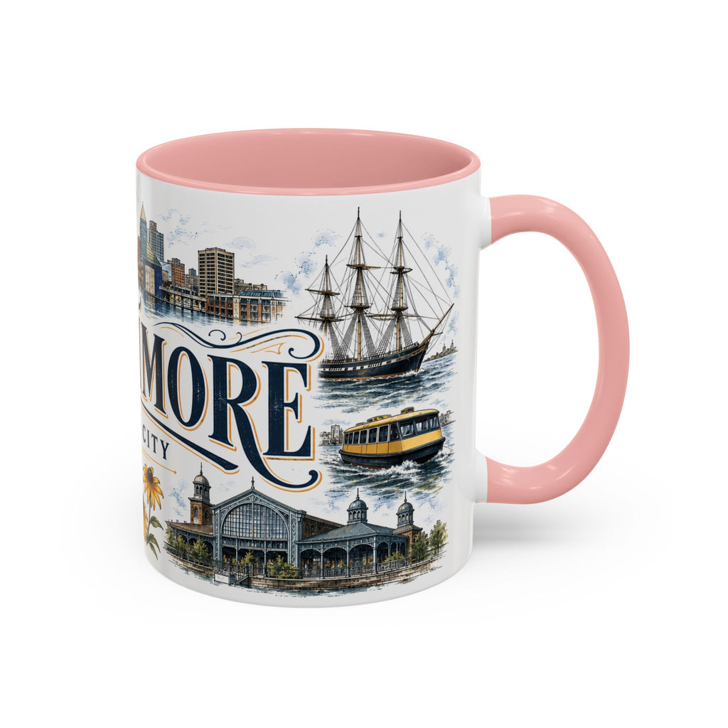 Baltimore Coffee Mug | United States Travel Souvenir | Vintage Illustrated City Gift | 11 oz 15 oz Accent Mug