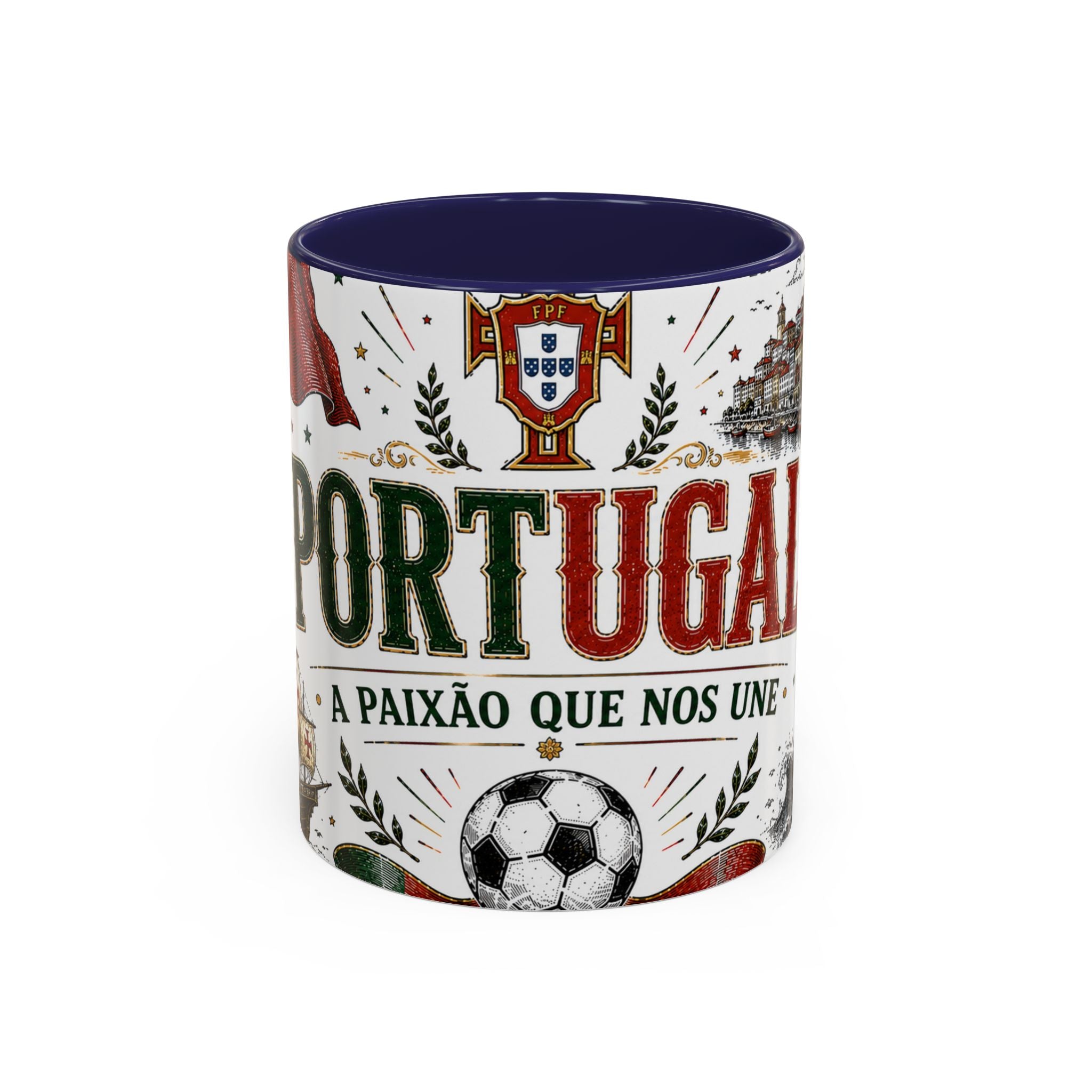 Portugal Soccer Coffee Mug | World Cup Fan Gift | Accent Color Ceramic 11oz 15oz Match Day Cup